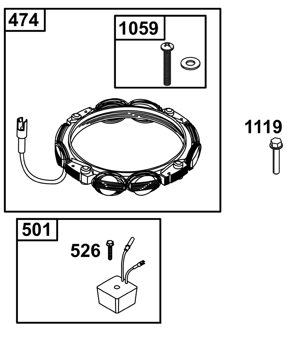 Alternator Group Diagram and Parts List for 21R507-0001-H5  Briggs and Stratton Engine